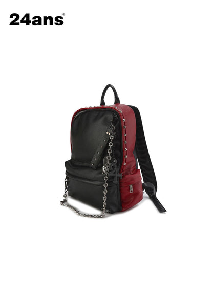 24ans Large Capacity Zip Closure Electroplated Hardware Daily White Black Backpack