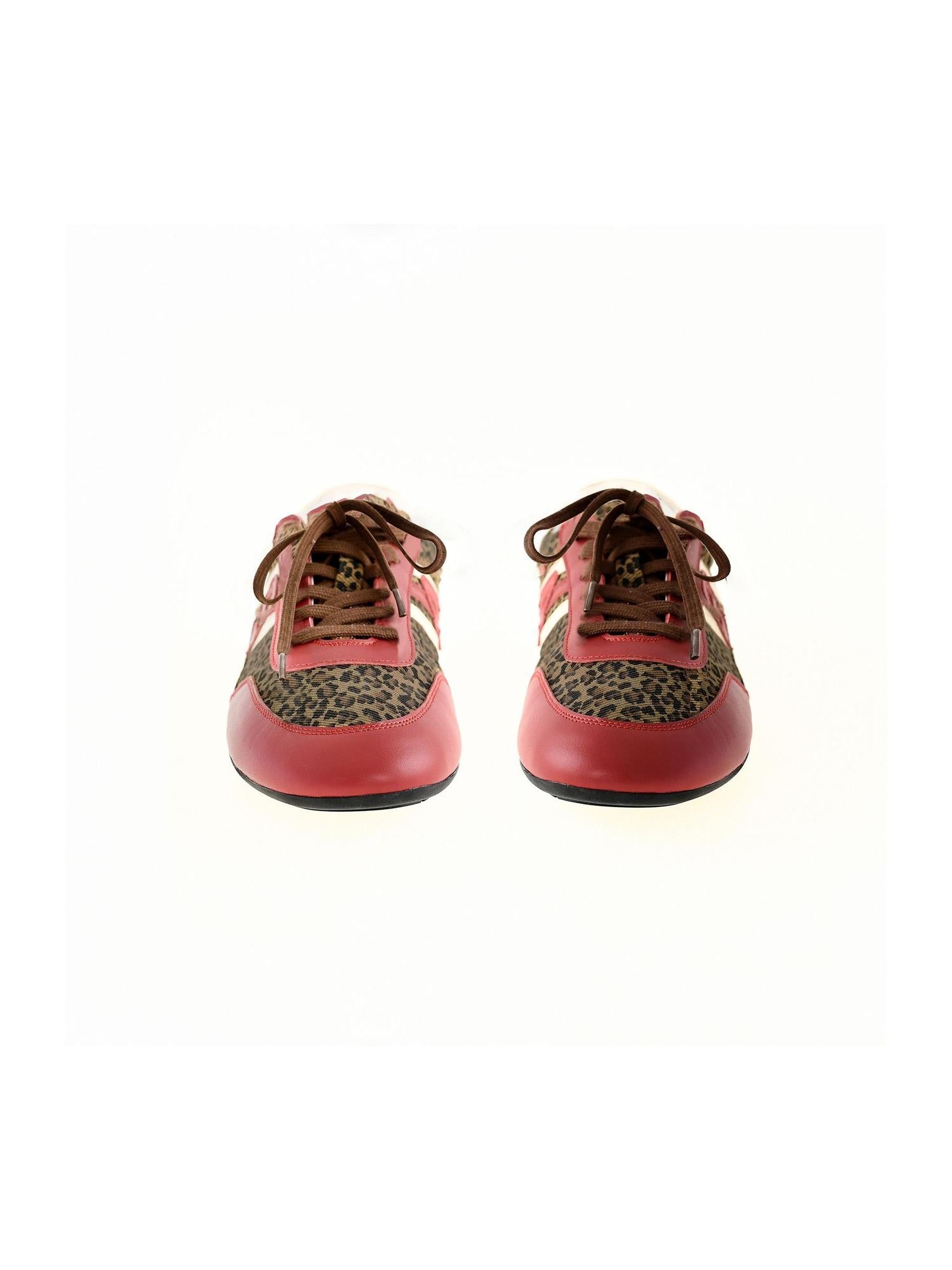 24ans Leopard Print Split Leather Casual Sneakers