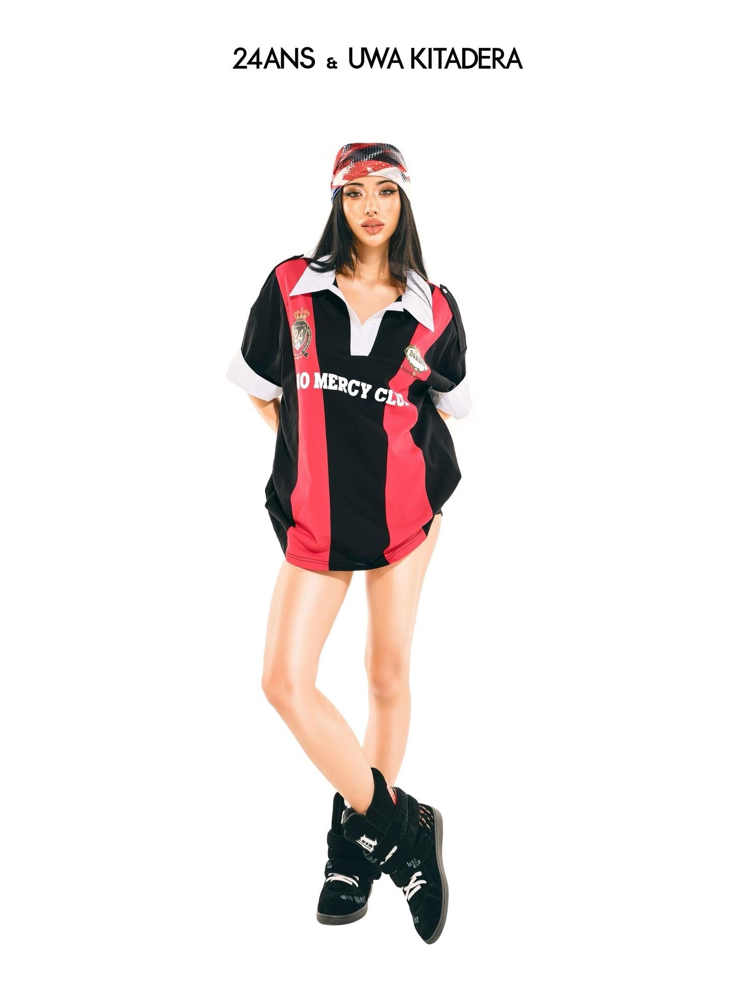 24ans Lettered Collared Drop Shoulder Women&