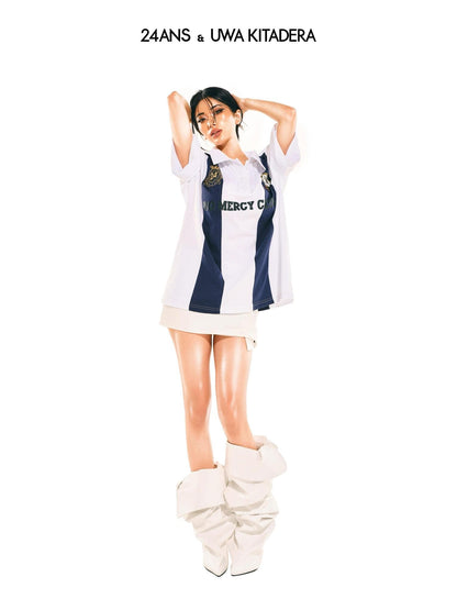 24ans Lettered Collared Drop Shoulder Women&