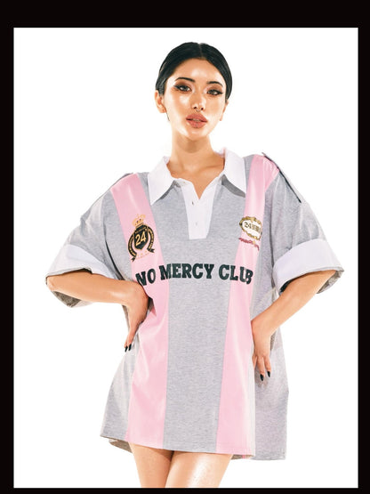 24ans Lettered Collared Drop Shoulder Women&