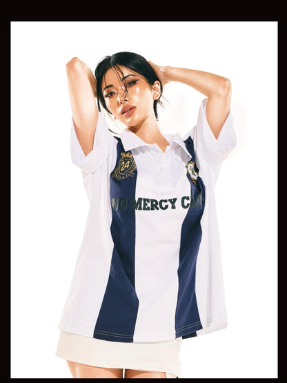 24ans Lettered Collared Drop Shoulder Women&