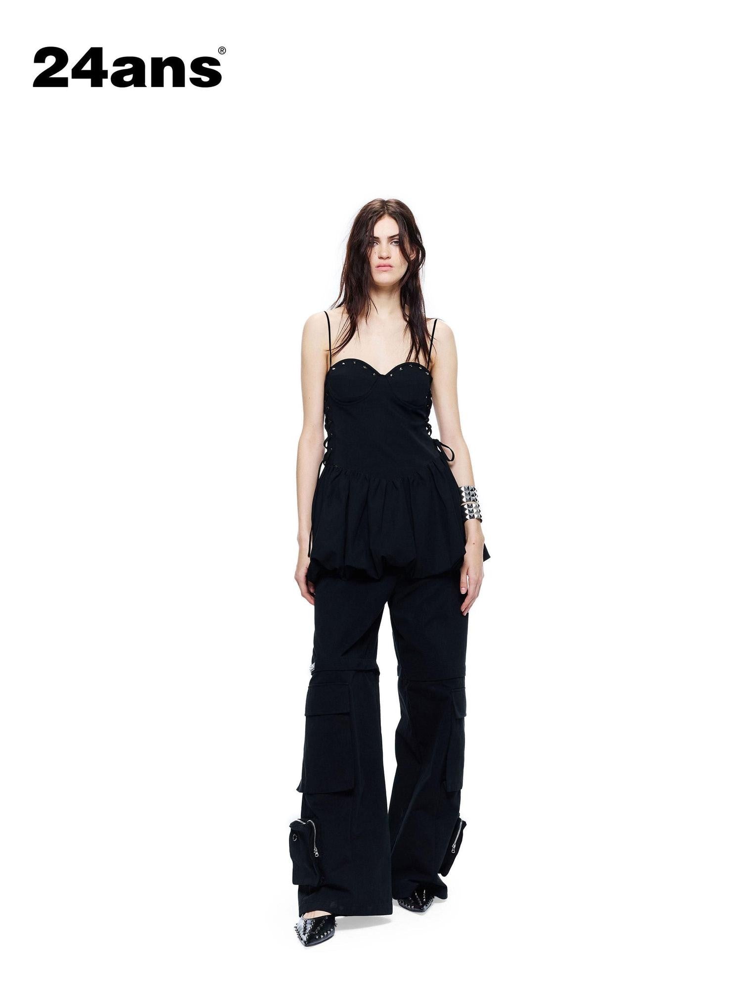 24ans Little Black Hand Studded Side Cinch Women&