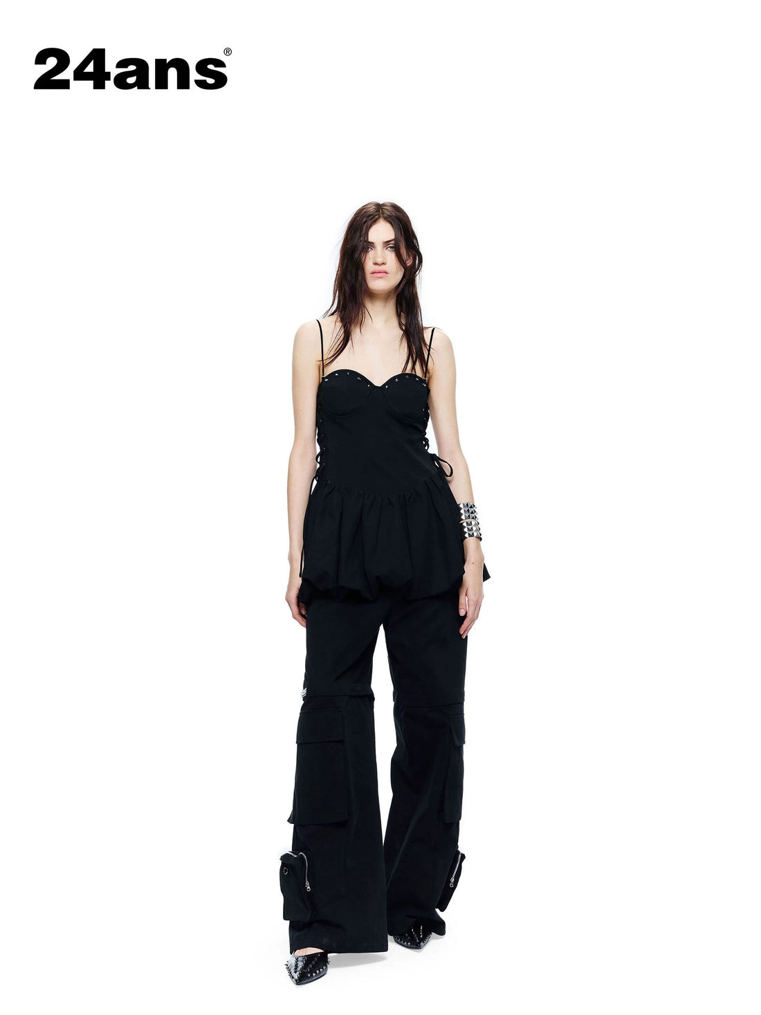 24ans Little Black Hand Studded Side Cinch Women&