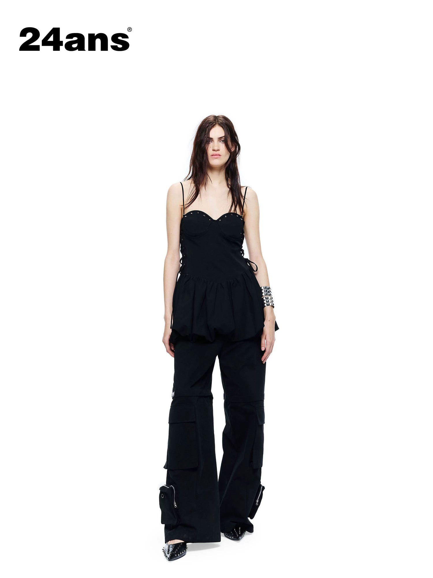 24ans Little Black Hand Studded Side Cinch Women&