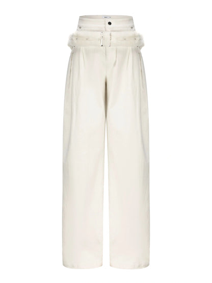 Lonely Series Cotton Flared Trousers with Detachable Belt