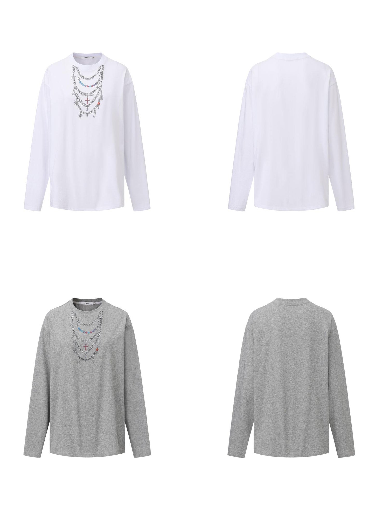 24ans Long Sleeve T-shirt With Print And Rhinestone Detail