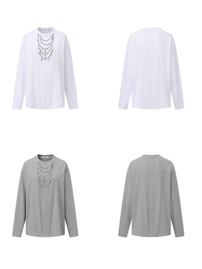 24ans Long Sleeve T-shirt With Print And Rhinestone Detail