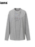 Long Sleeve T-shirt With Print And Rhinestone Detail