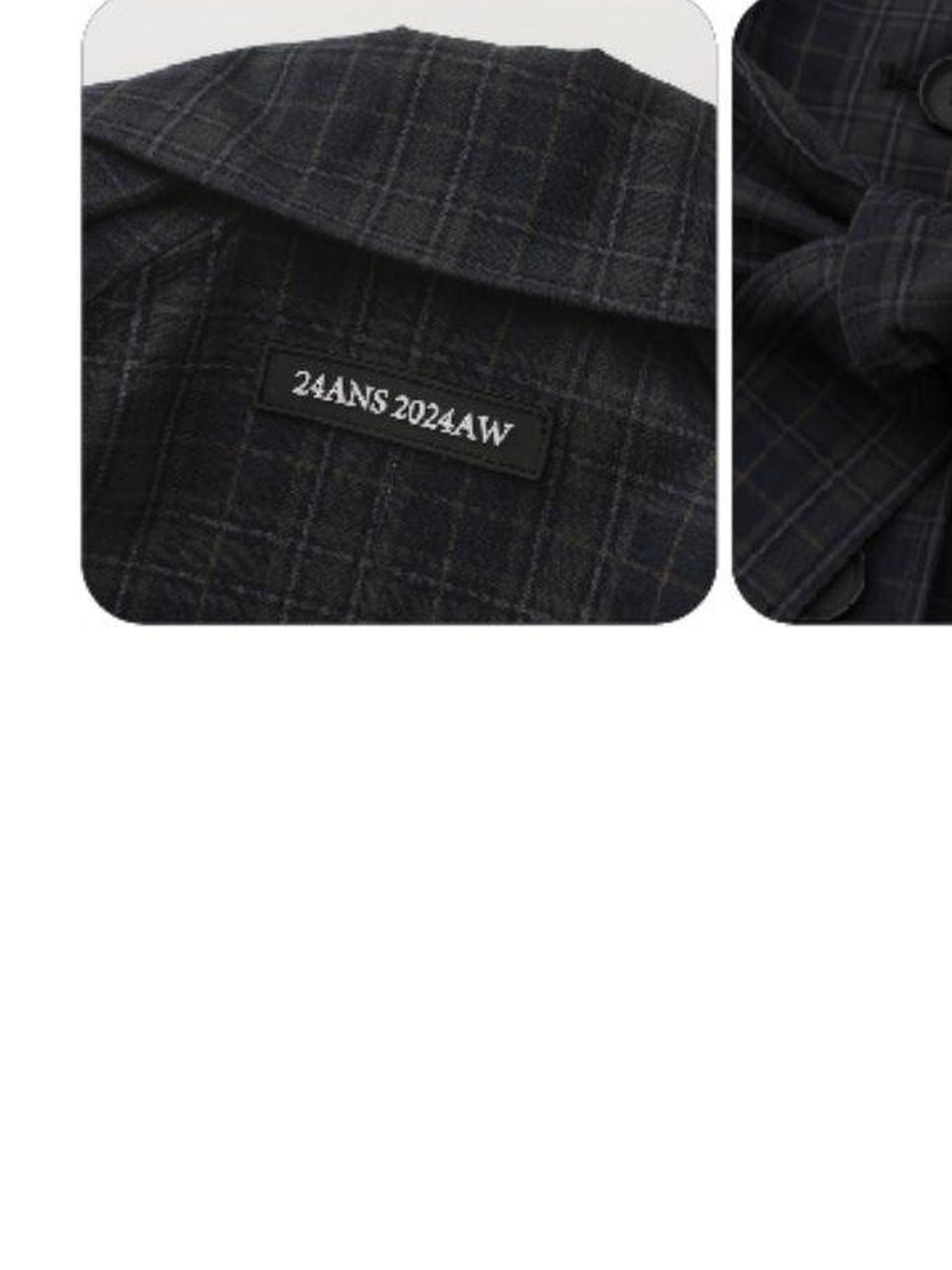 24ans Long Trench Coat In Khaki And Blue Check