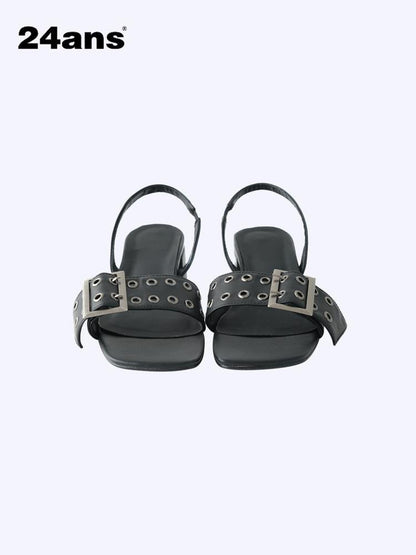 24ans Metal Buckle Square Toe Platform Punk Sandals