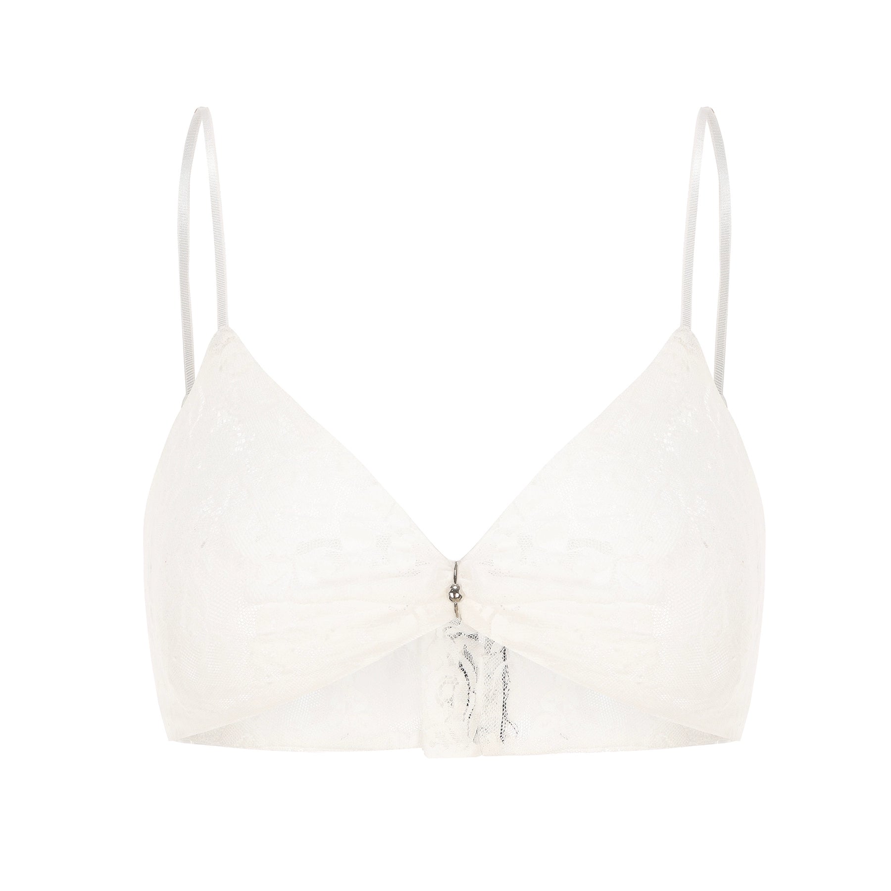 24ans Metallic Ring Knot Bra Top Black White MISSTT