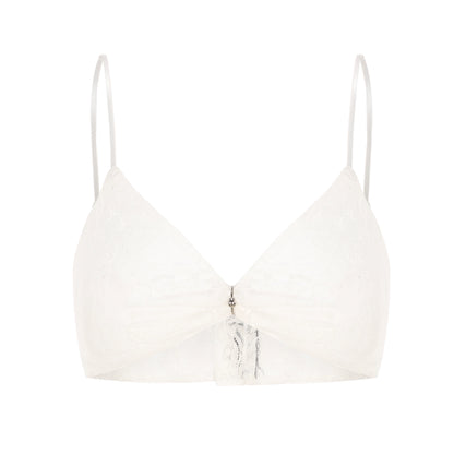 24ans Metallic Ring Knot Bra Top Black White MISSTT