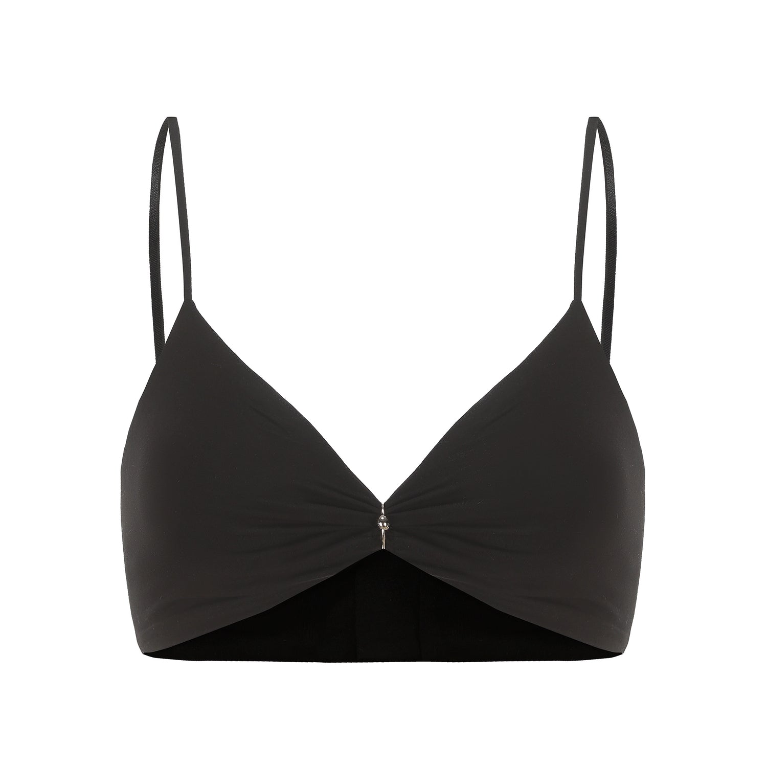 24ans Metallic Ring Knot Bra Top Black White MISSTT