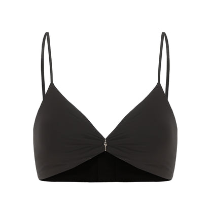 24ans Metallic Ring Knot Bra Top Black White MISSTT