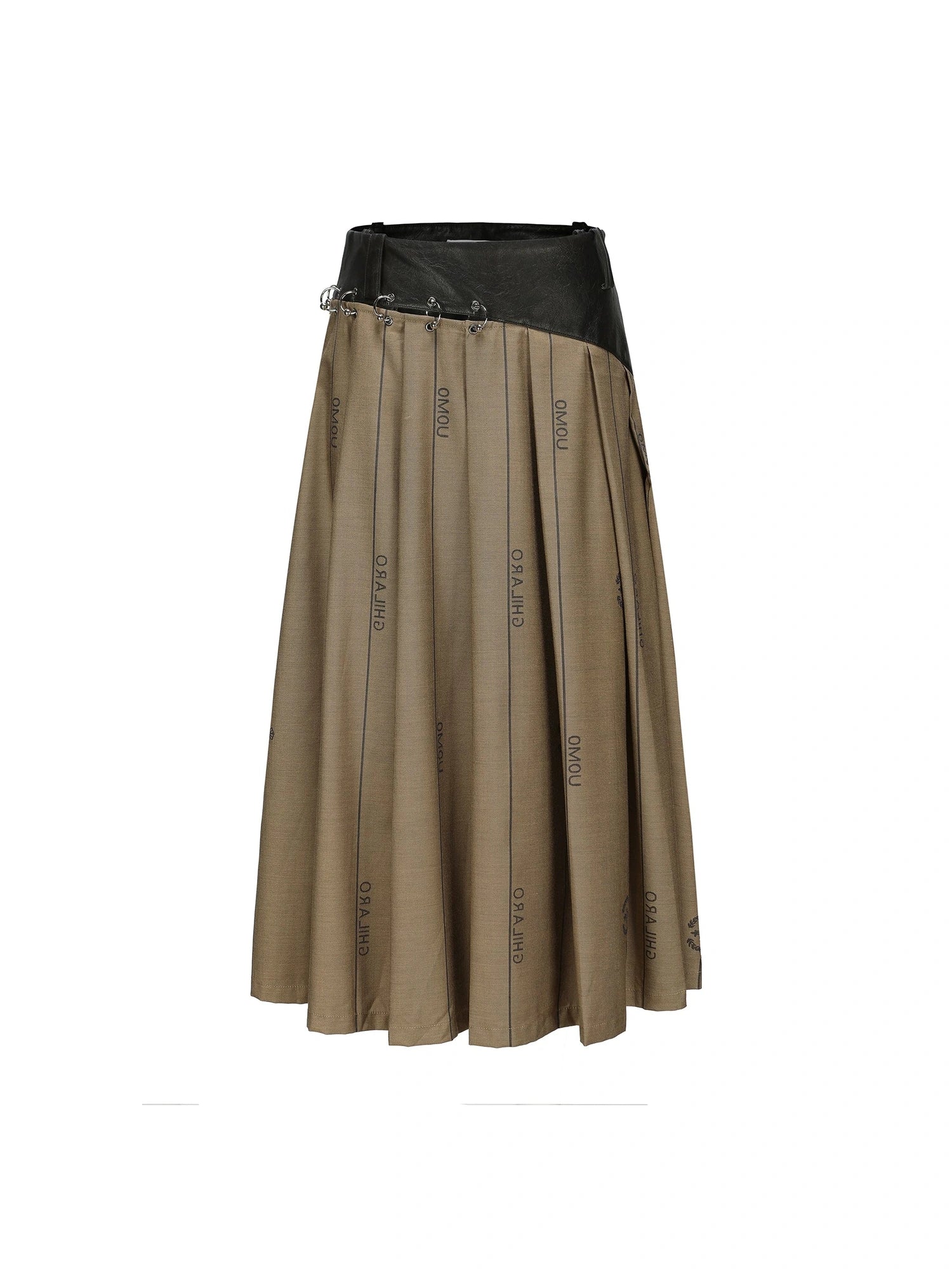 Mid Length Cotton Blend Pleated Skirt