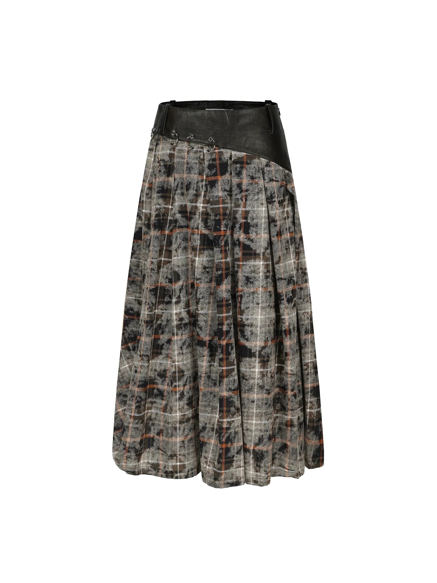 Mid Length Cotton Blend Pleated Skirt
