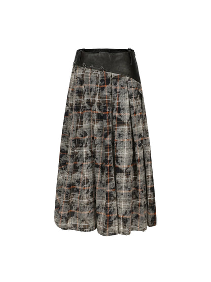 Mid Length Cotton Blend Pleated Skirt