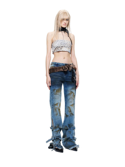 24ans Mottled Gradient Punk Figure Eight Buckle Women&