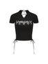 24ans Multifunctional Letter Print Back Lace High Waisted Slim Fit Tee MISSTT