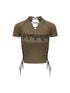 24ans Multifunctional Letter Print Back Lace High Waisted Slim Fit Tee MISSTT