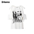 24ans Neck Tied Shoulder Cut Out Rhinestone Print T-Shirt MISSTT
