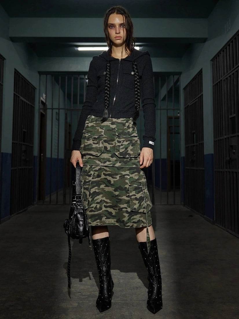 24ans Necklace Print High Neck Long Sleeve Top T-shirt