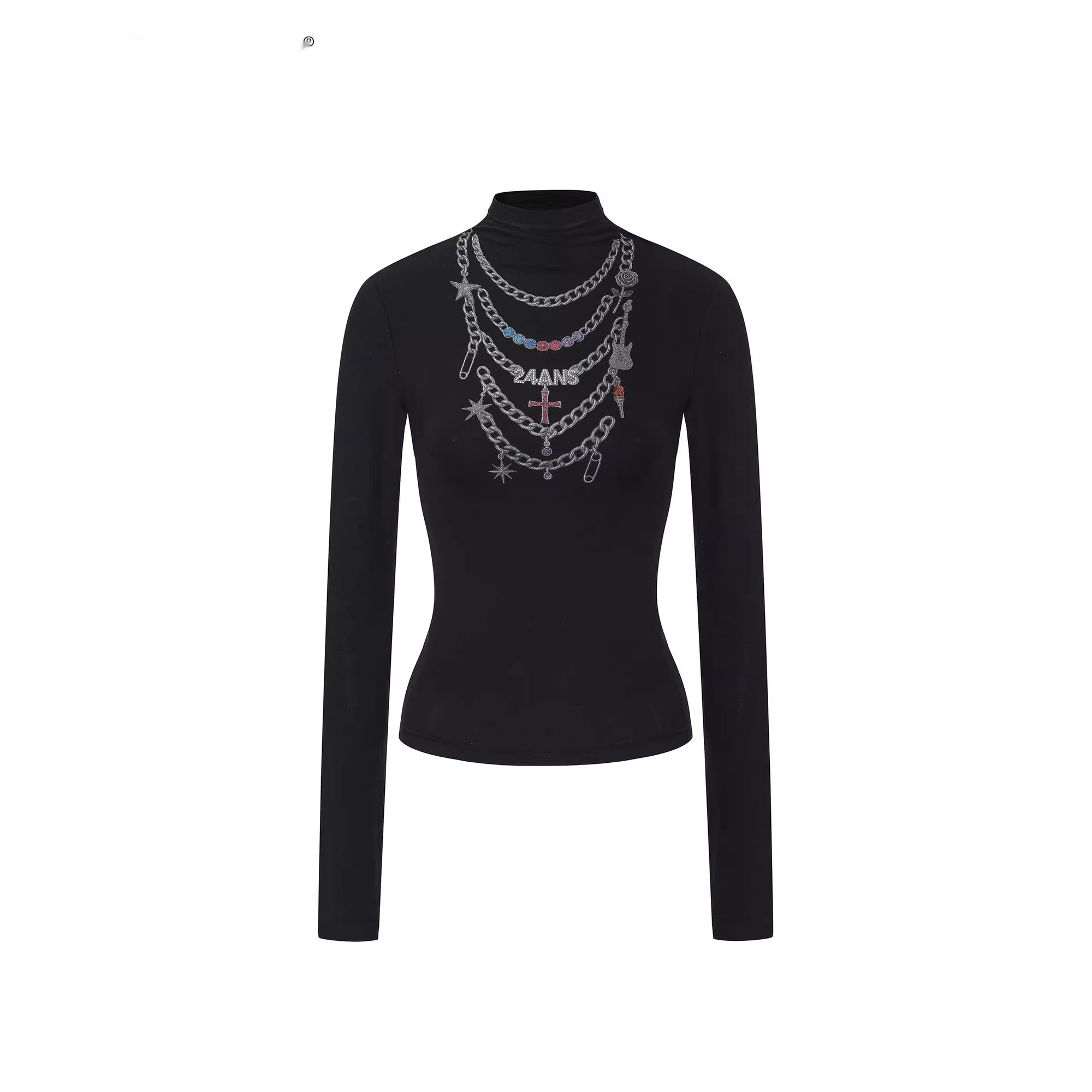 24ans_Necklace_Print_High_Neck_Long_Sleeve_Top_MISSTT