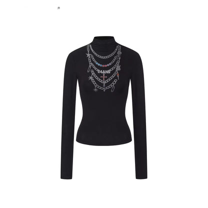 24ans_Necklace_Print_High_Neck_Long_Sleeve_Top_MISSTT
