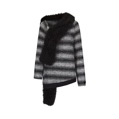 24ans_Off_Shoulder_Furry_Scarf_Sleeve_Stripe_Top_MISSTT