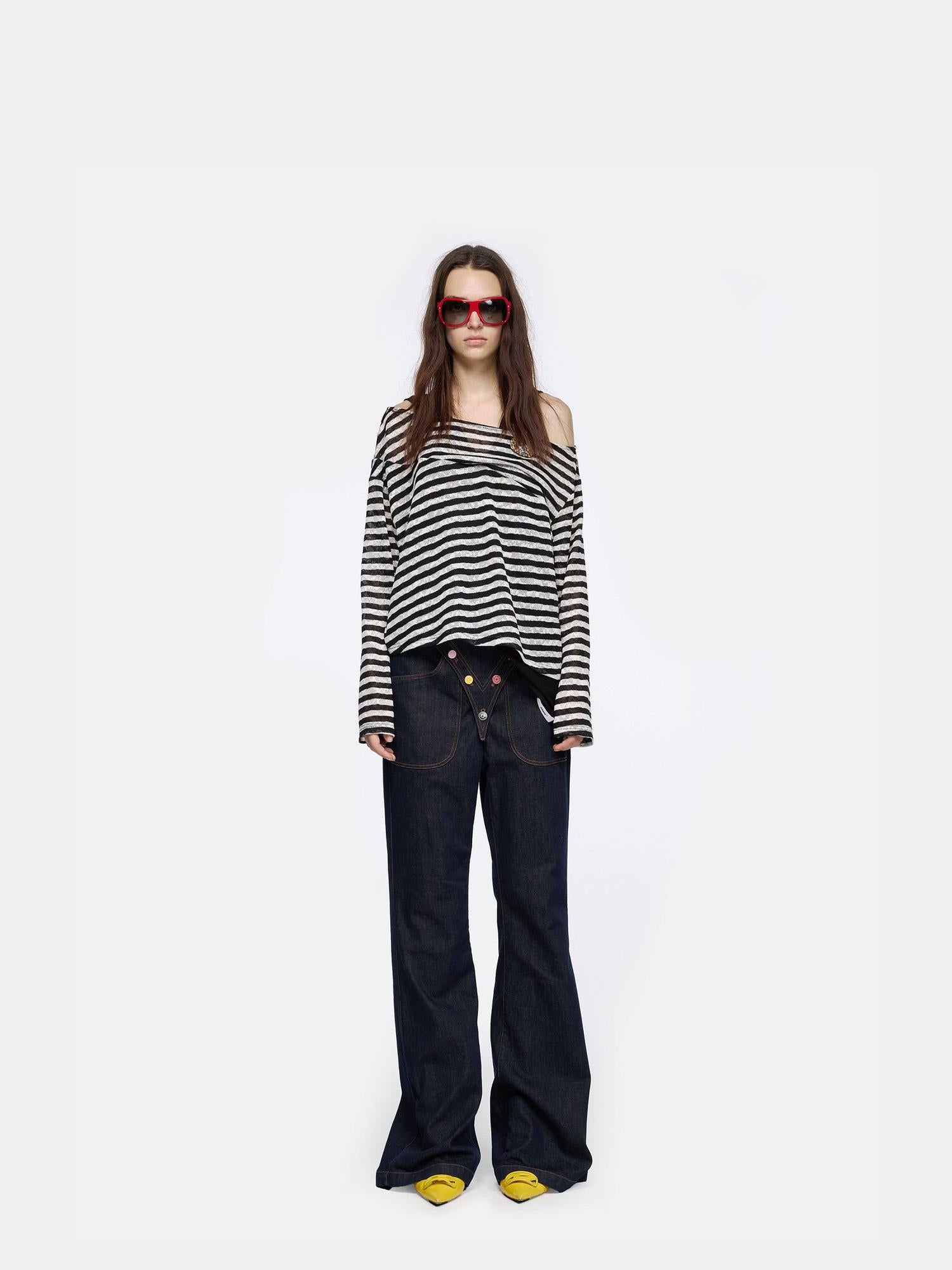 24ans Off Shoulder Stripe Layered Top