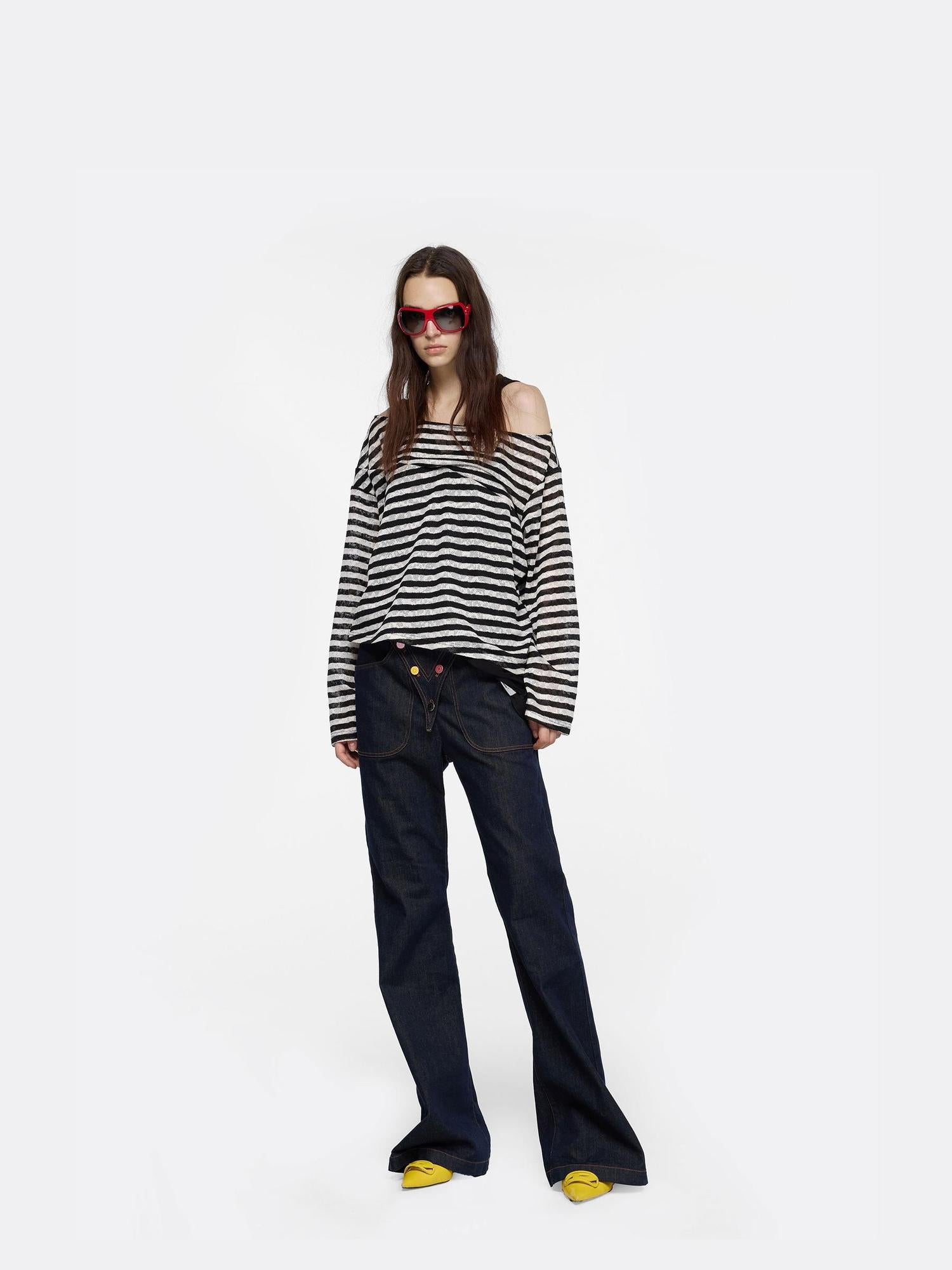 24ans Off Shoulder Stripe Layered Top