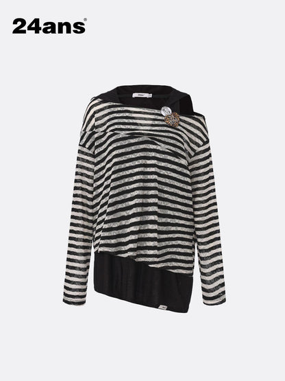24ans Off Shoulder Stripe Layered Top
