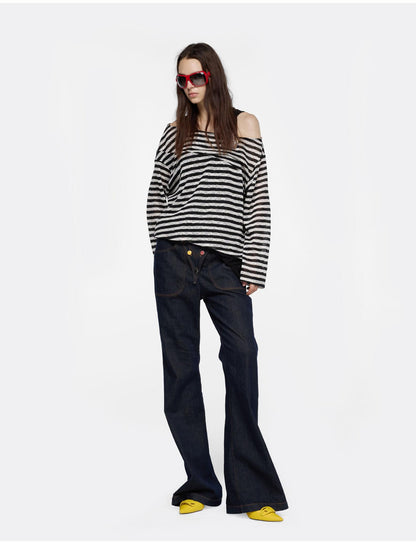 24ans Off Shoulder Stripe Layered Top