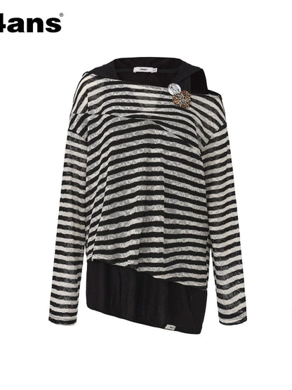 Off Shoulder Stripe Layered Top