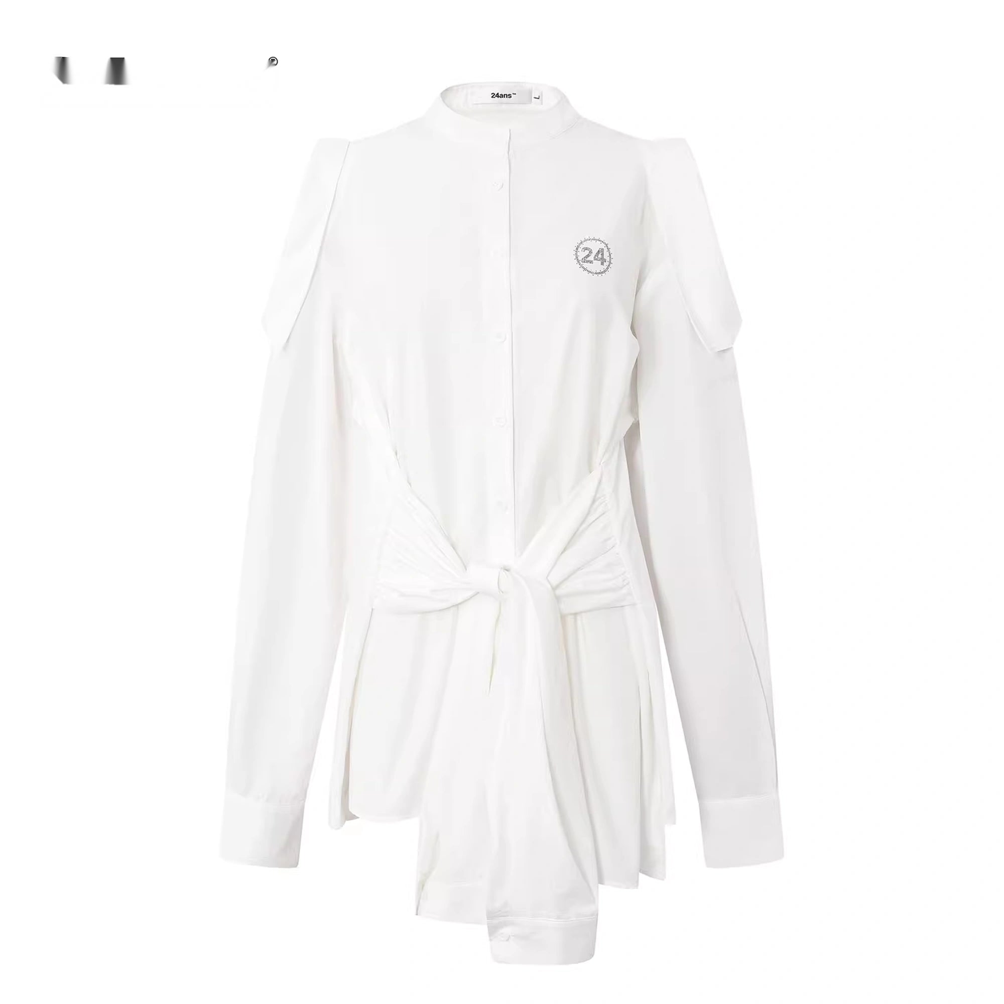 24ans_Off_Shoulder_Tie_Front_Punk_Shirt_Dress_MISSTT