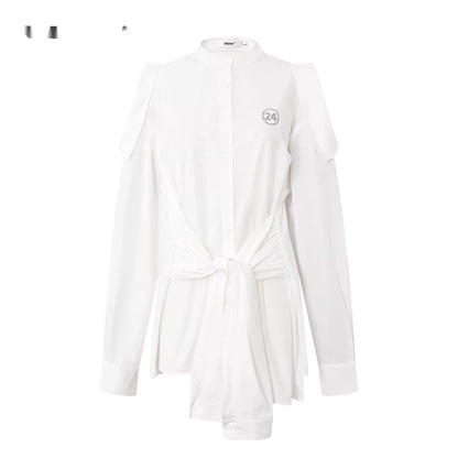 24ans_Off_Shoulder_Tie_Front_Punk_Shirt_Dress_MISSTT
