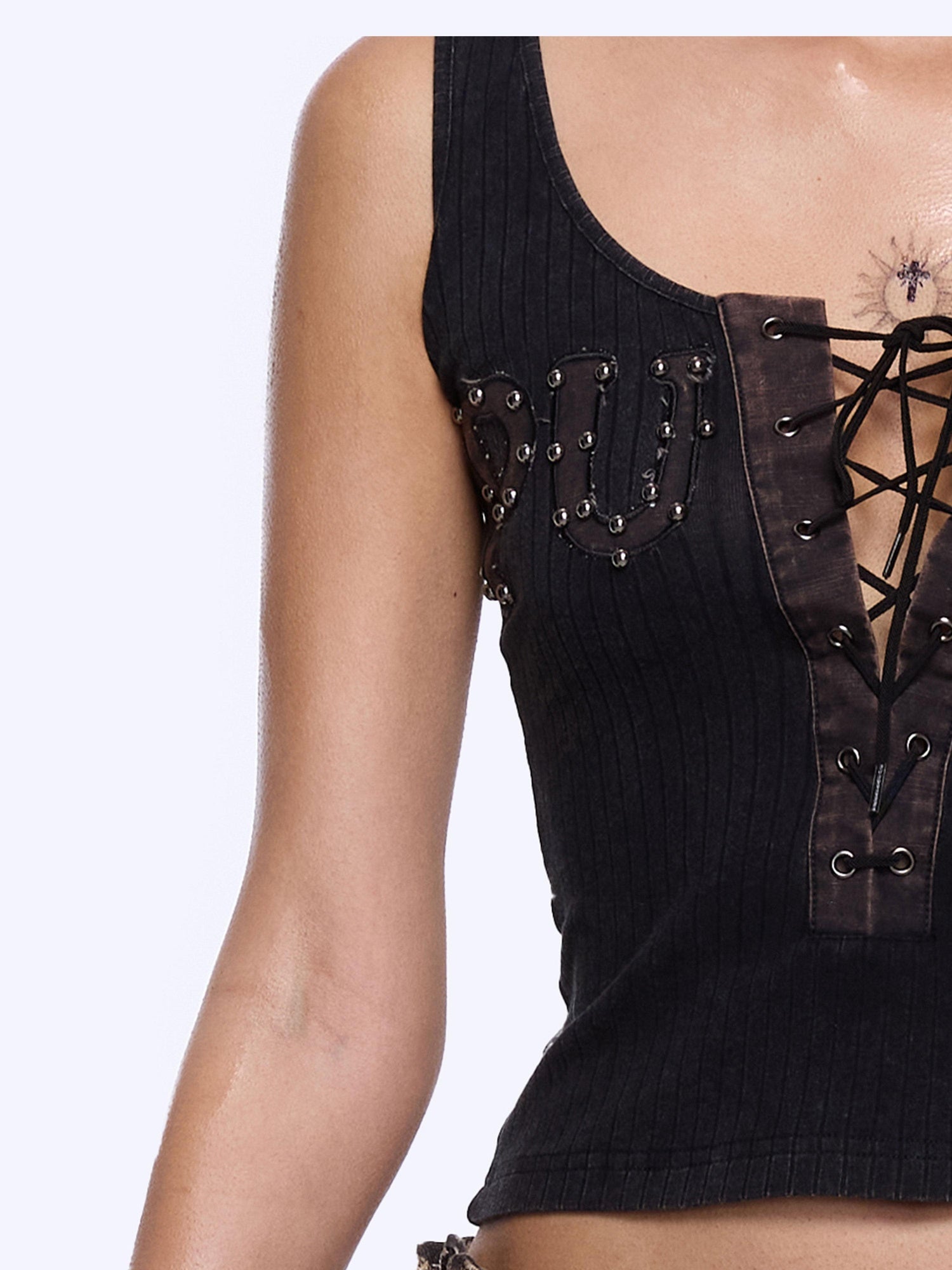 24ans Original Cotton Stretch Racerback Cropped Womens Striped Letter Tank Tops