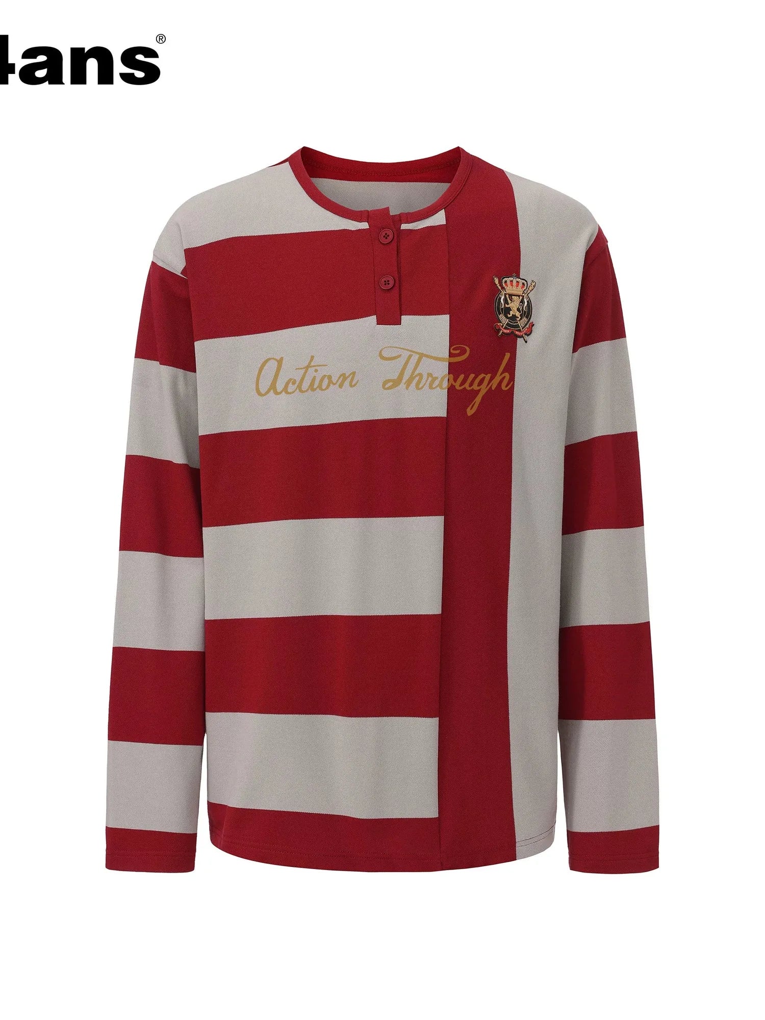Oversize Striped Long Sleeve T Shirt In Grey Red