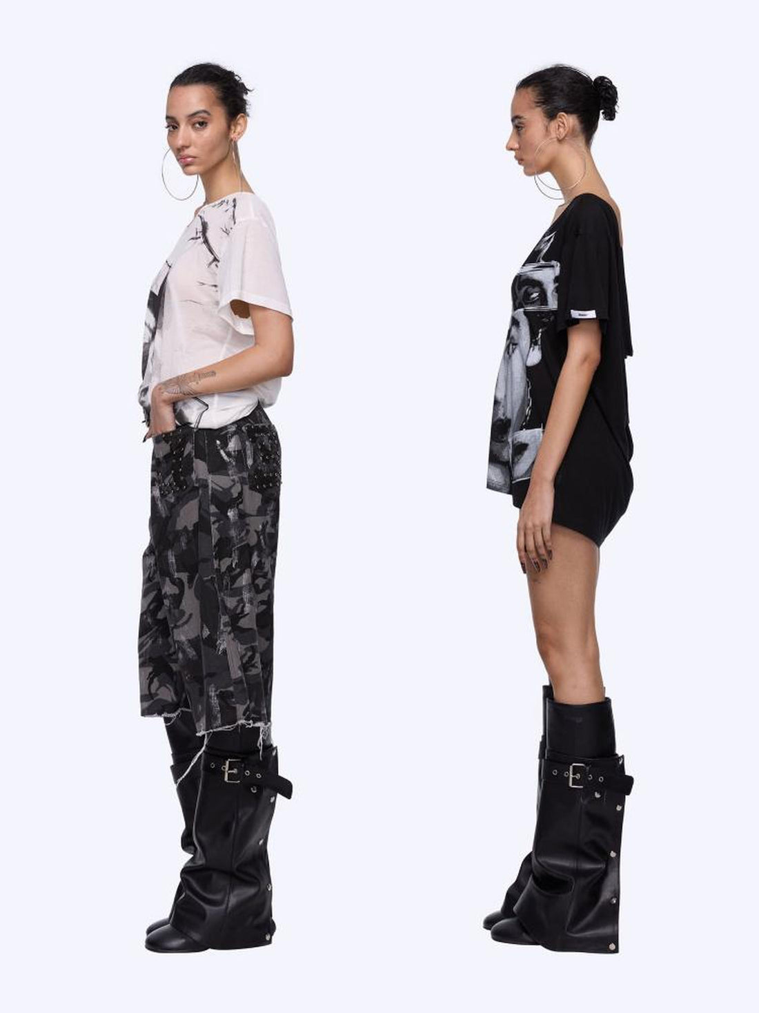 24ans Oversized Backless Chain Print T-Shirt In Tencel Blend