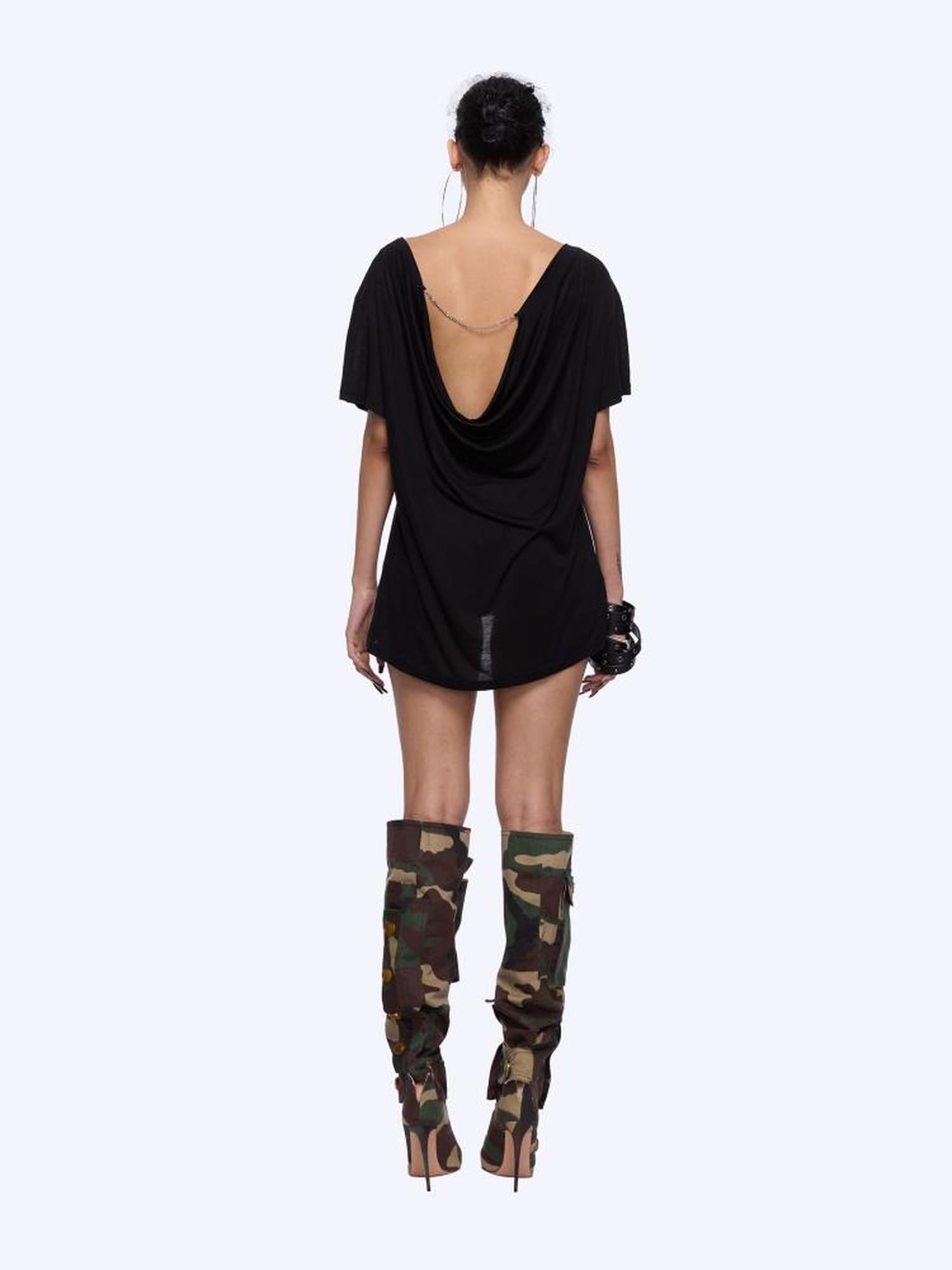 24ans Oversized Backless Chain Print T-Shirt In Tencel Blend