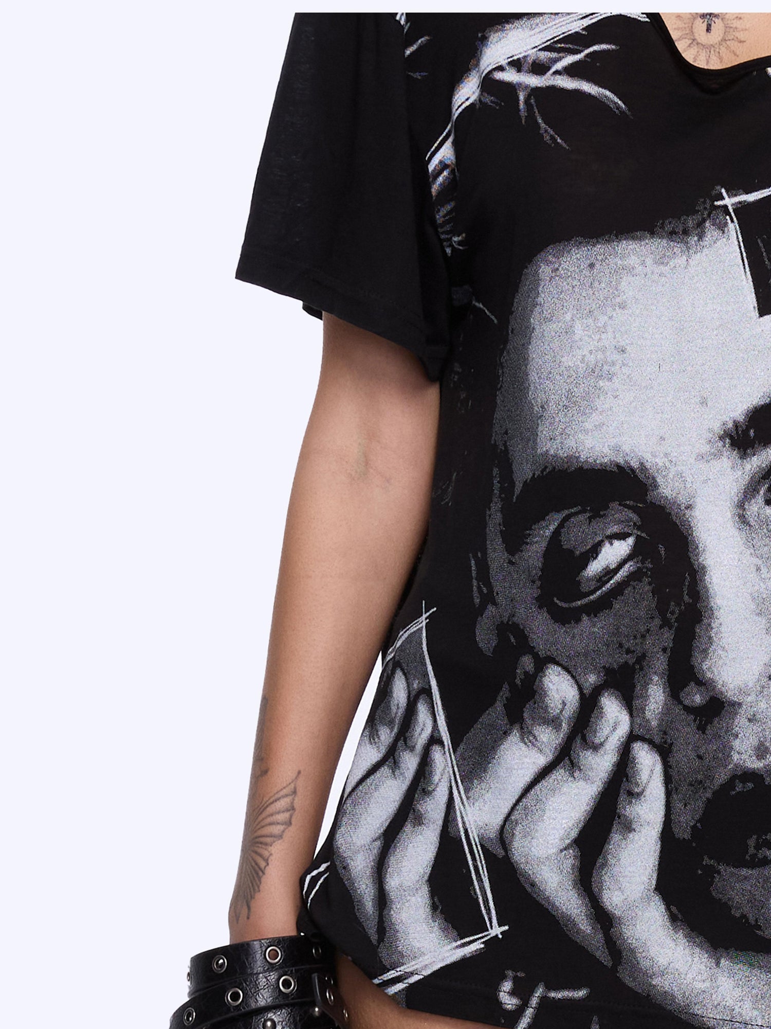 24ans Oversized Backless Chain Print T-Shirt In Tencel Blend