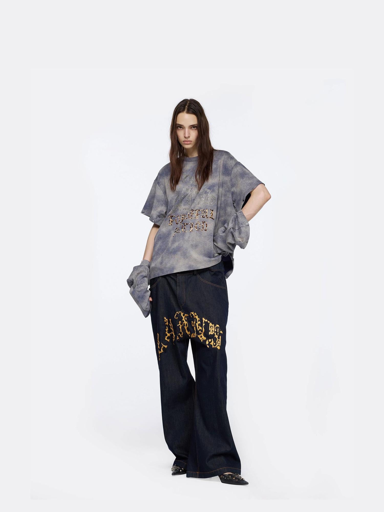 24ans Oversized Detachable Sleeve Graphic Long Sleeve Tee
