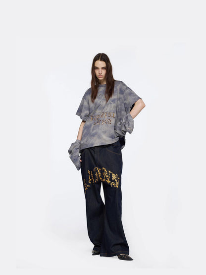 24ans Oversized Detachable Sleeve Graphic Long Sleeve Tee