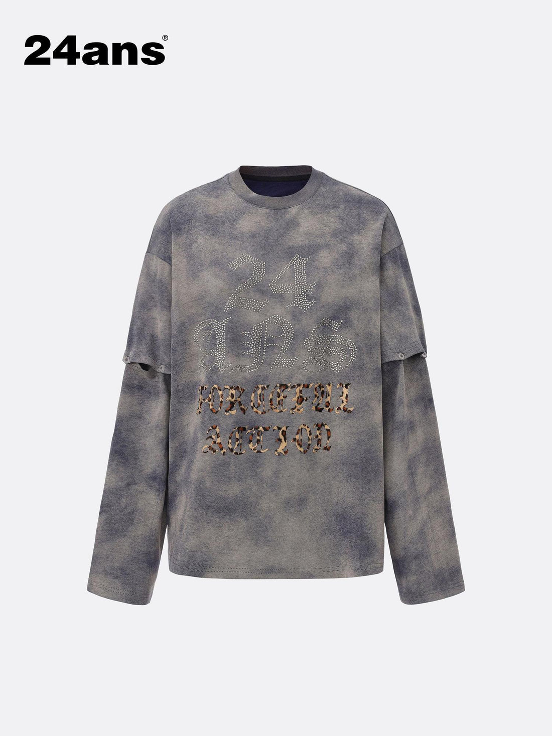 24ans Oversized Detachable Sleeve Graphic Long Sleeve Tee