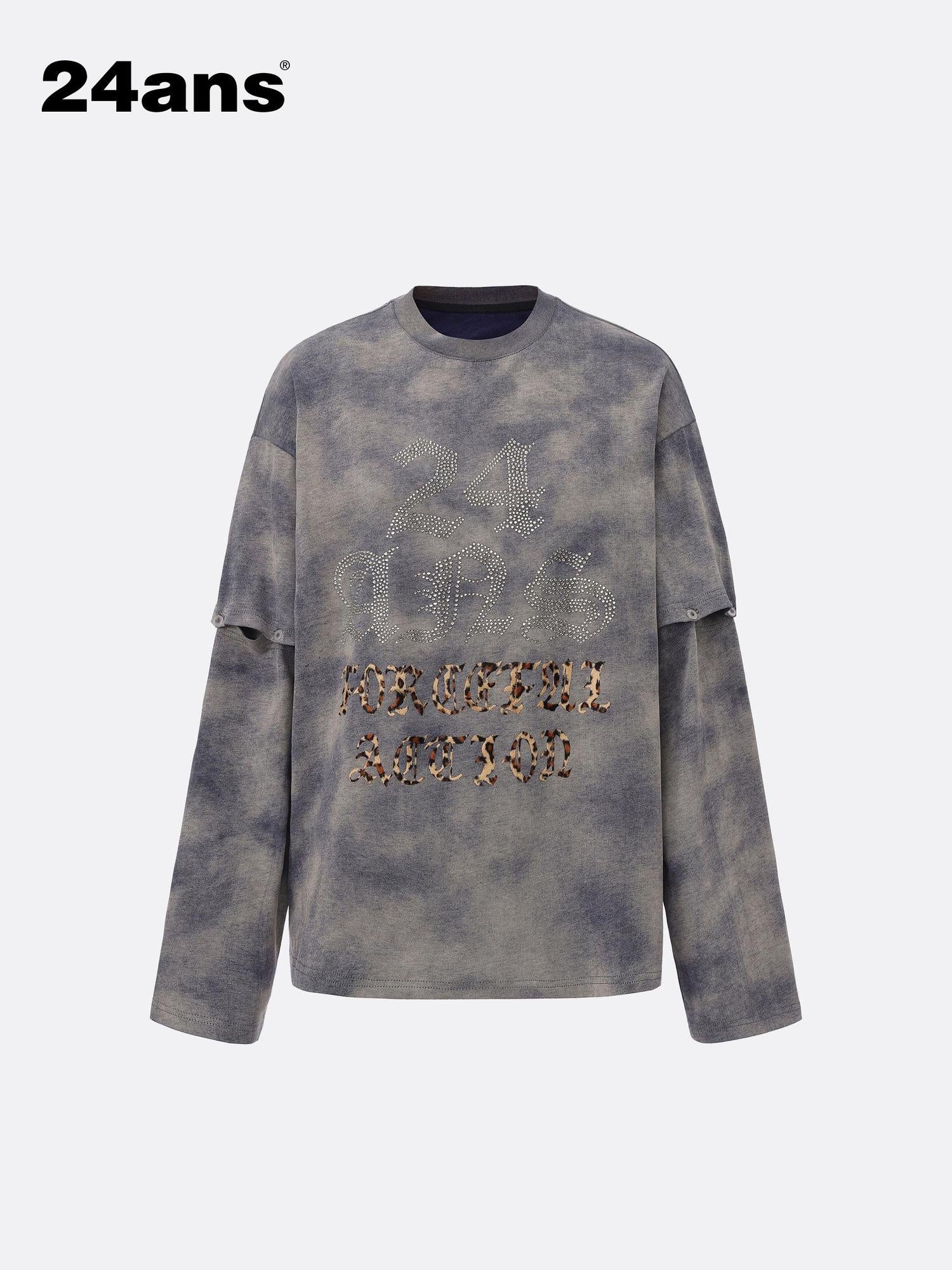24ans Oversized Detachable Sleeve Graphic Long Sleeve Tee