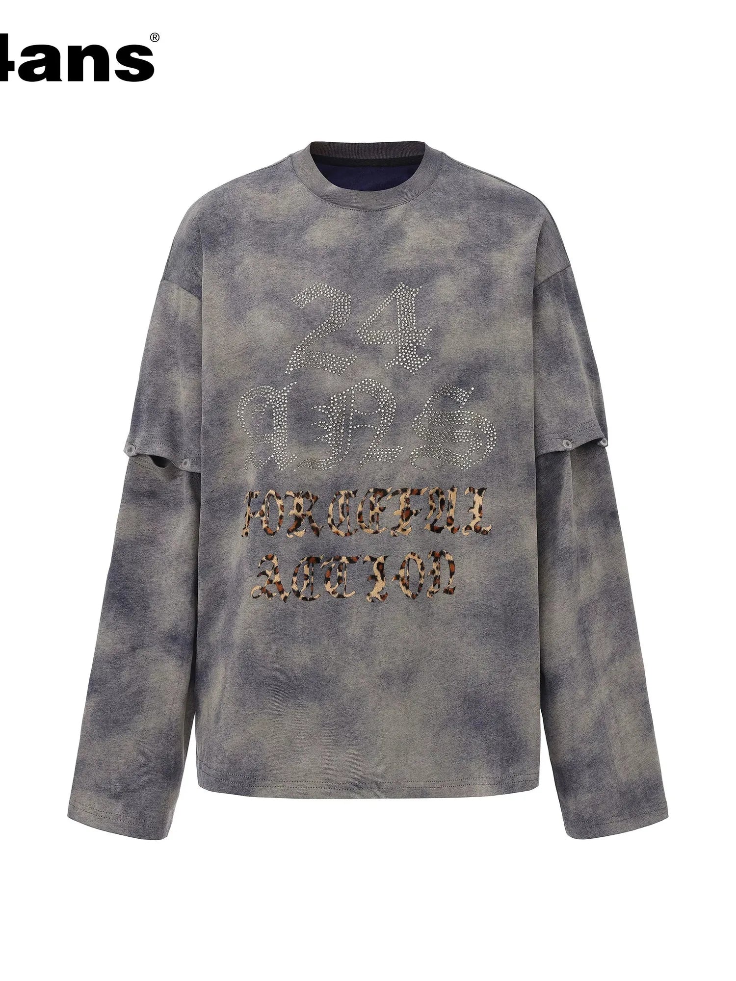 Oversized Detachable Sleeve Graphic Long Sleeve Tee