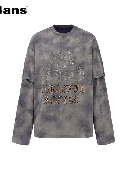 Oversized Detachable Sleeve Graphic Long Sleeve Tee
