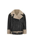 24ans Oversized Faux Shearling Collar Unisex Leather Jacket MISSTT
