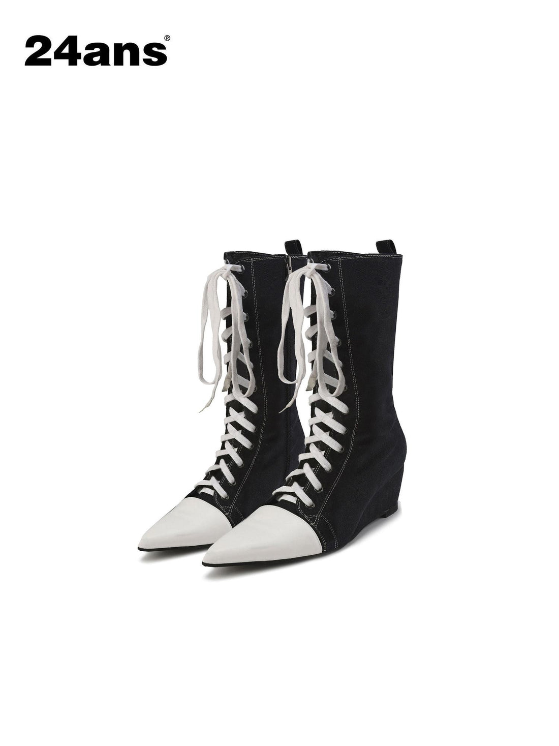 24ans Pointed Toe Cross Strap Low Wedge Women&